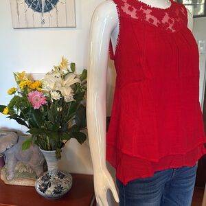 NWT Style&Co size small Red Sleeveless Lace Top upper
